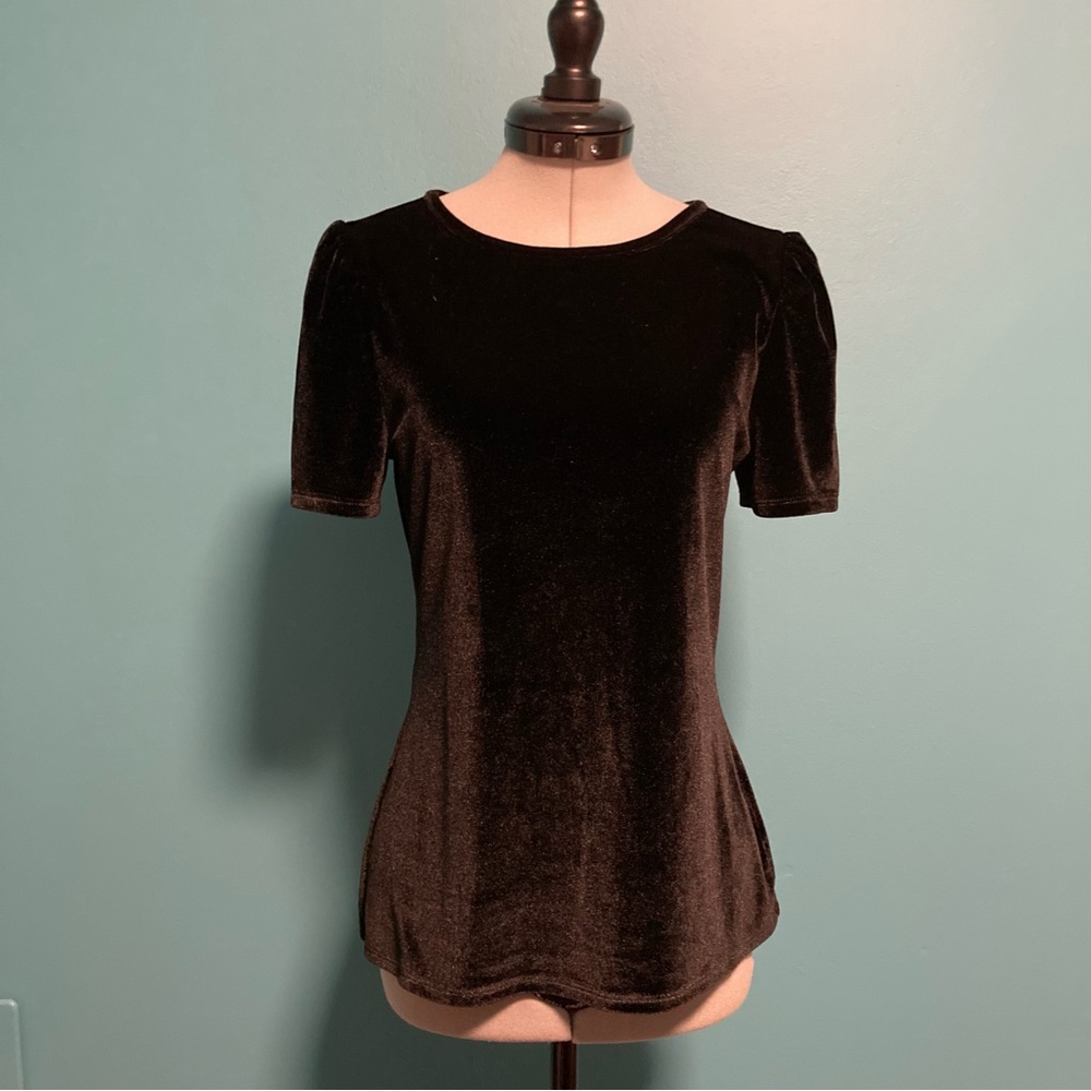 Express Black Velvet Short Sleeve Top